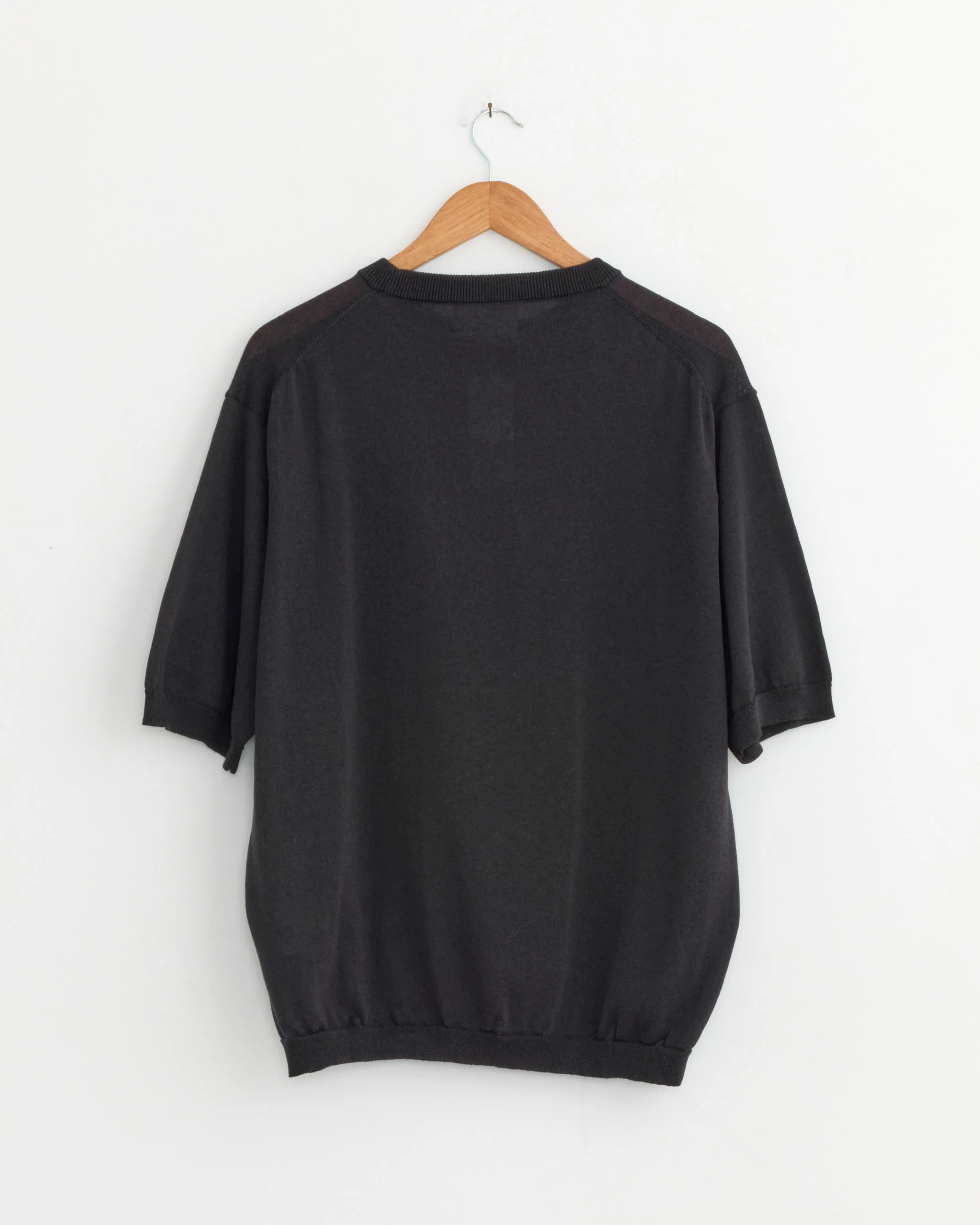 Half Sleeve Knit T-Shirt in Ink Black - Image 3