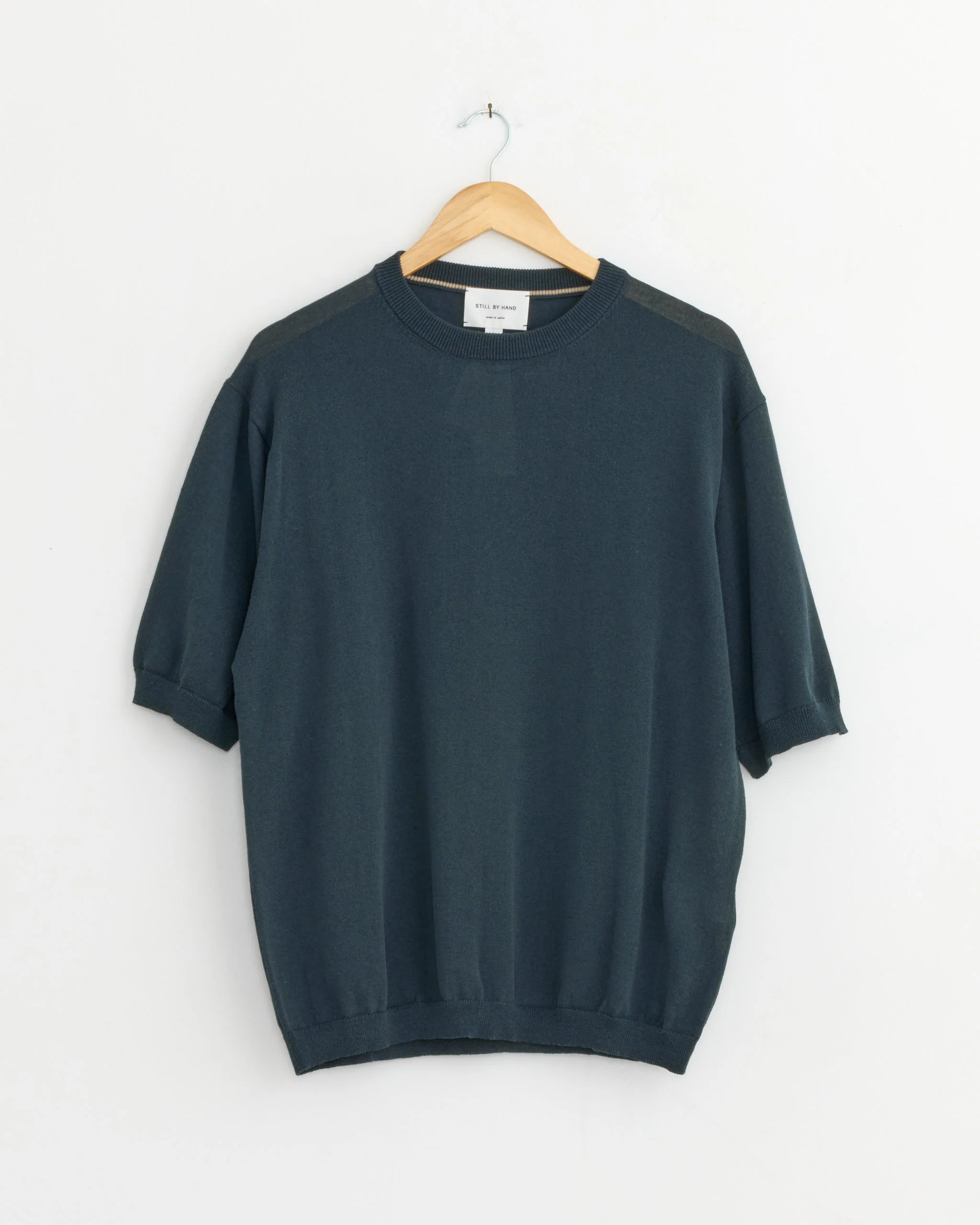 Half Sleeve Knit T-Shirt in Teal Blue