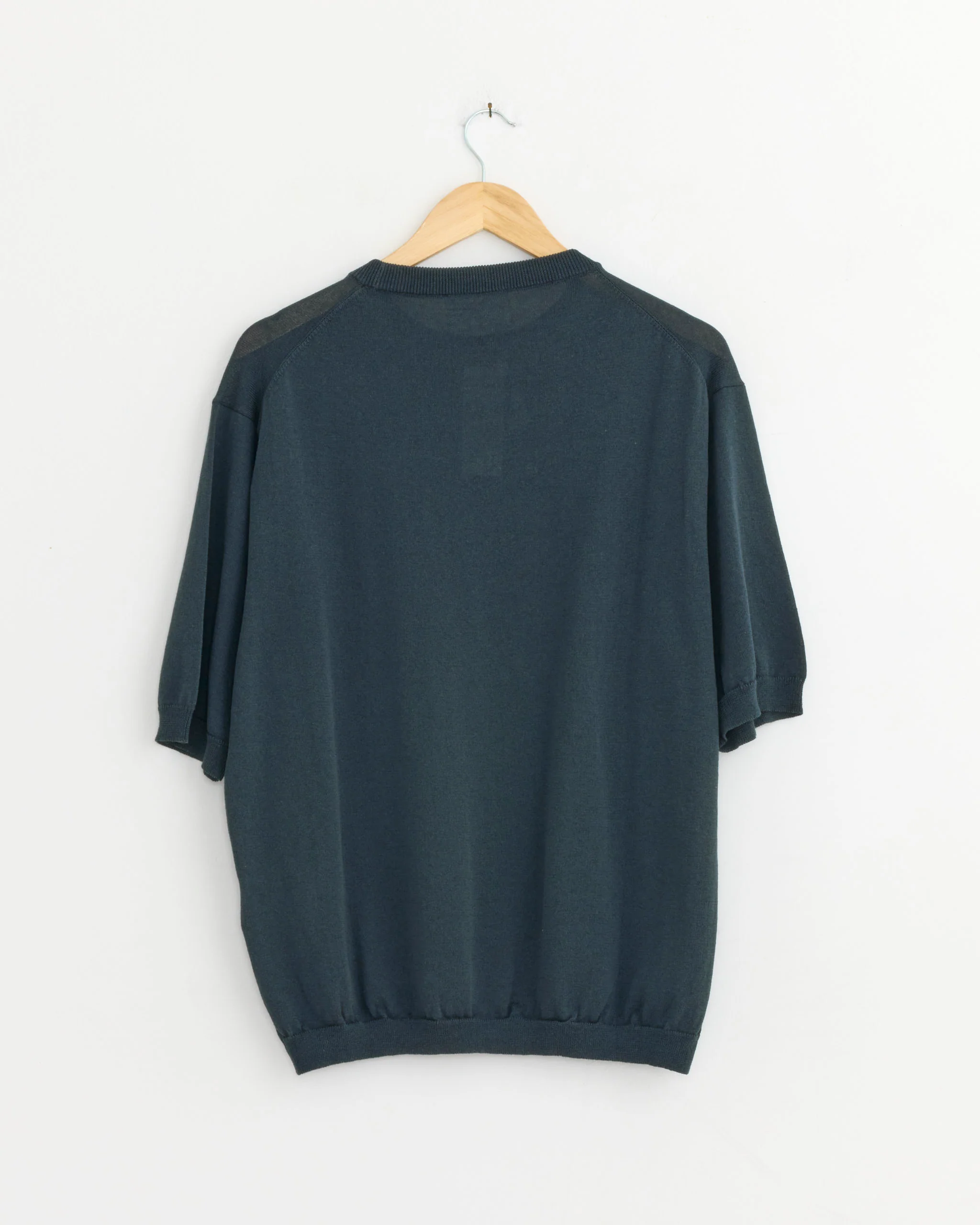 Half Sleeve Knit T-Shirt in Teal Blue - Image 3