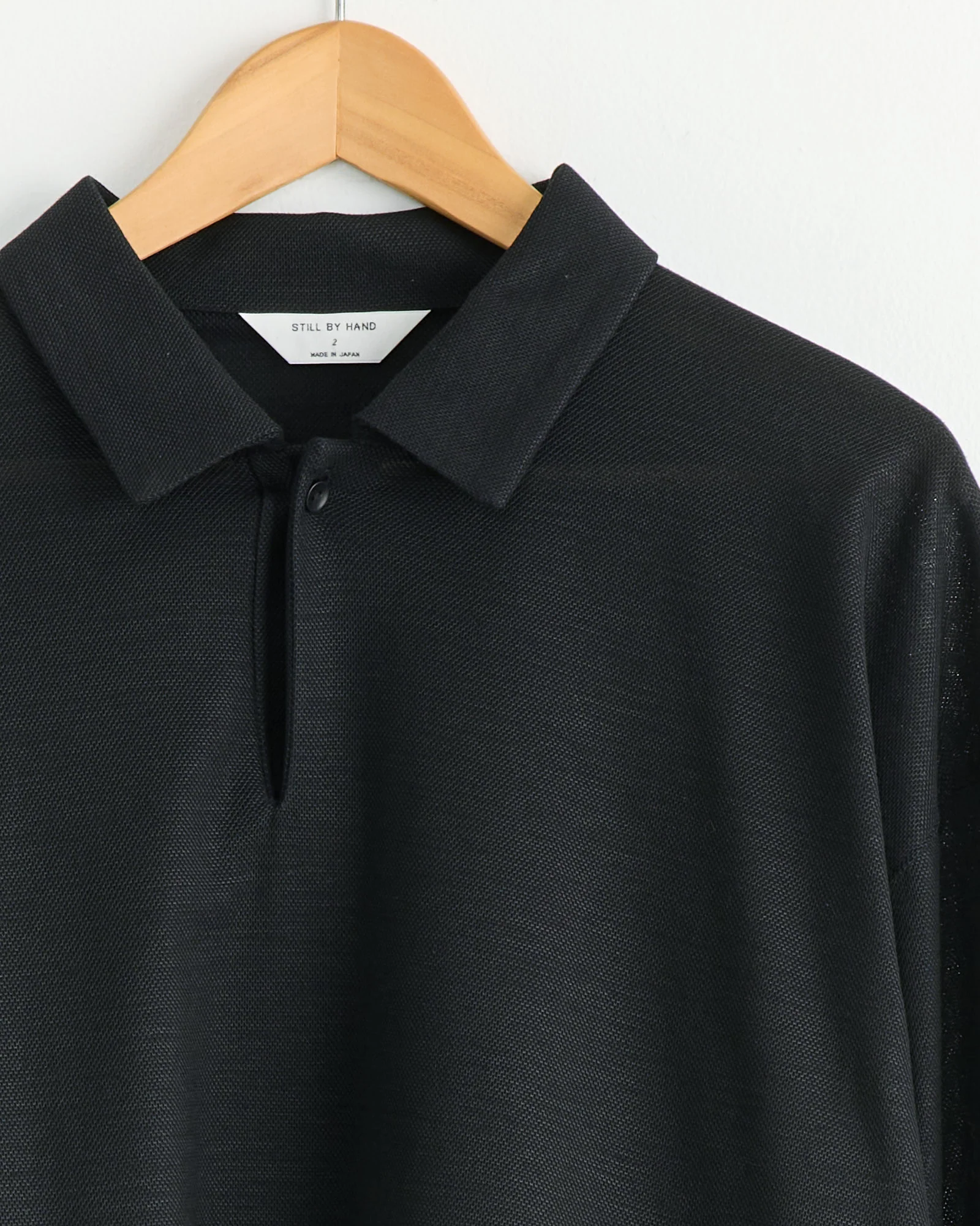 Long Sleeve Polo in Black - Image 2
