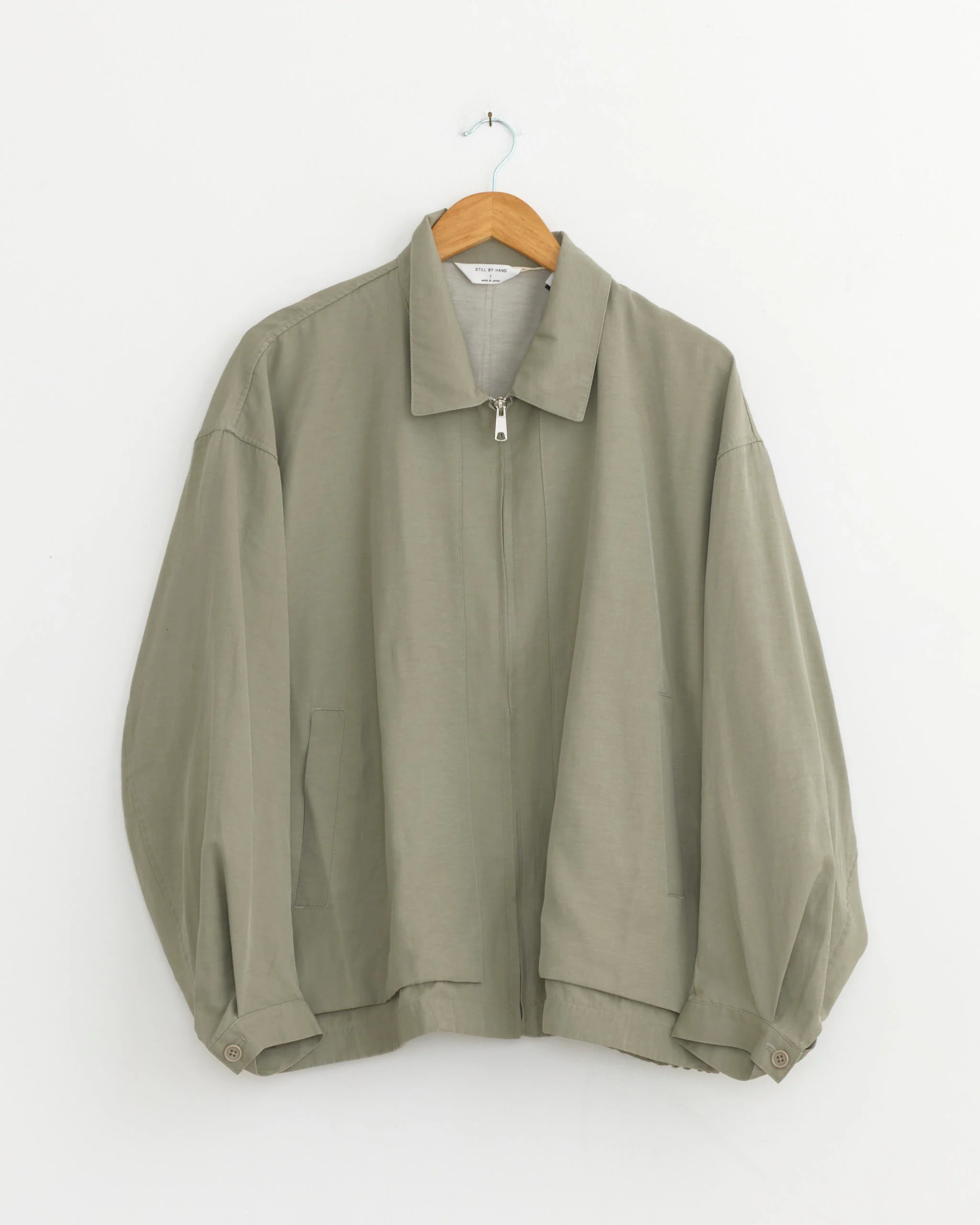 Pigment Print Zip Up Blouson in Sage