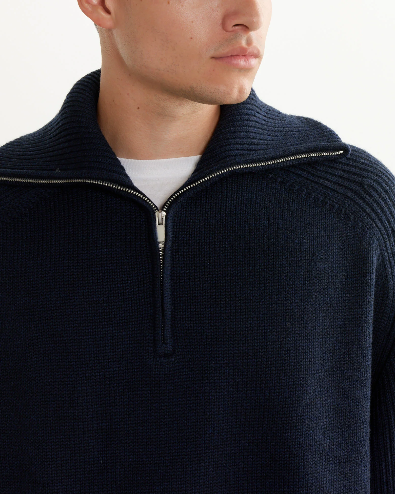 Level Roll Neck in Navy Marl - Image 3