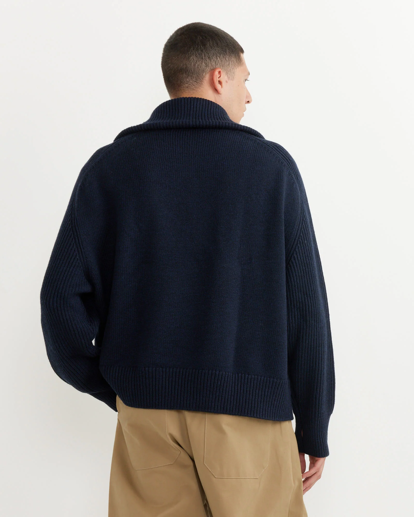 Level Roll Neck in Navy Marl - Image 4