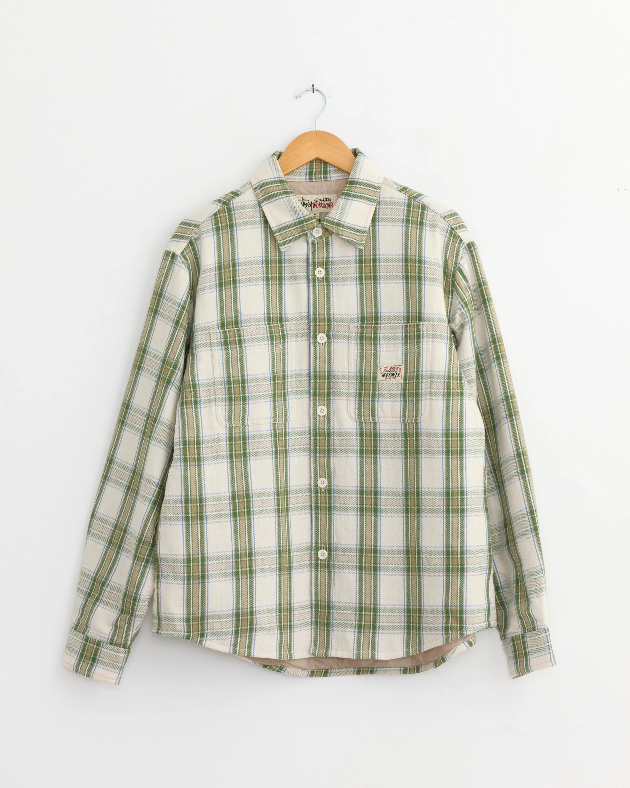 Lau Plaid Shirt Jacket in Off White