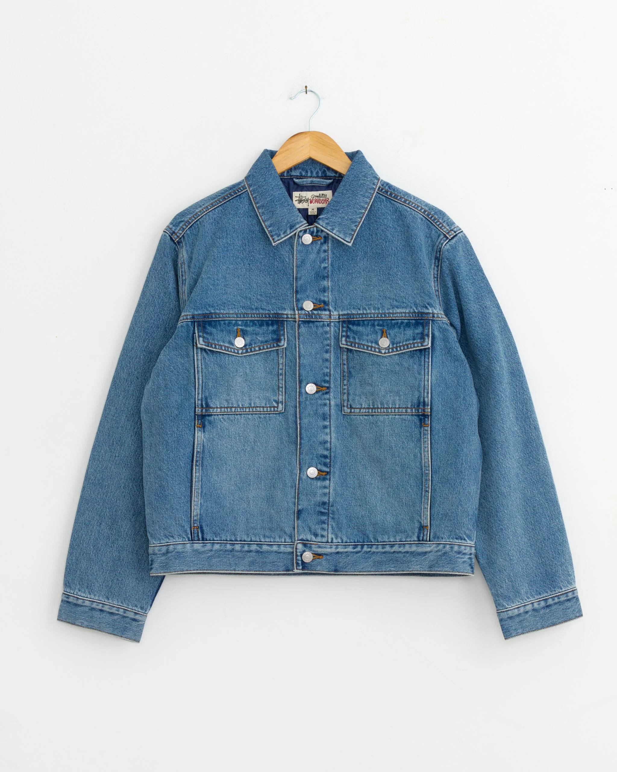 Lined Denim Trucker Jacket in Indigo Stone Wash