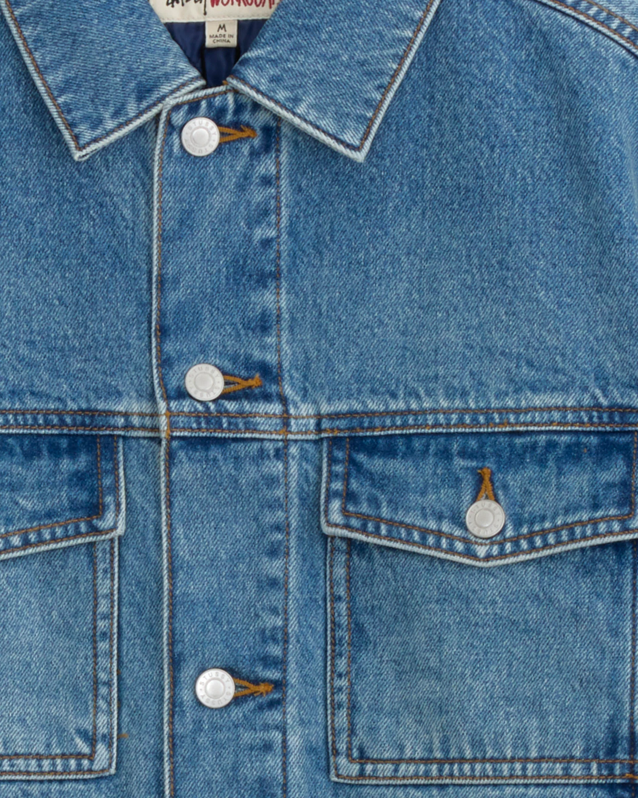 Lined Denim Trucker Jacket in Indigo Stone Wash - Image 2