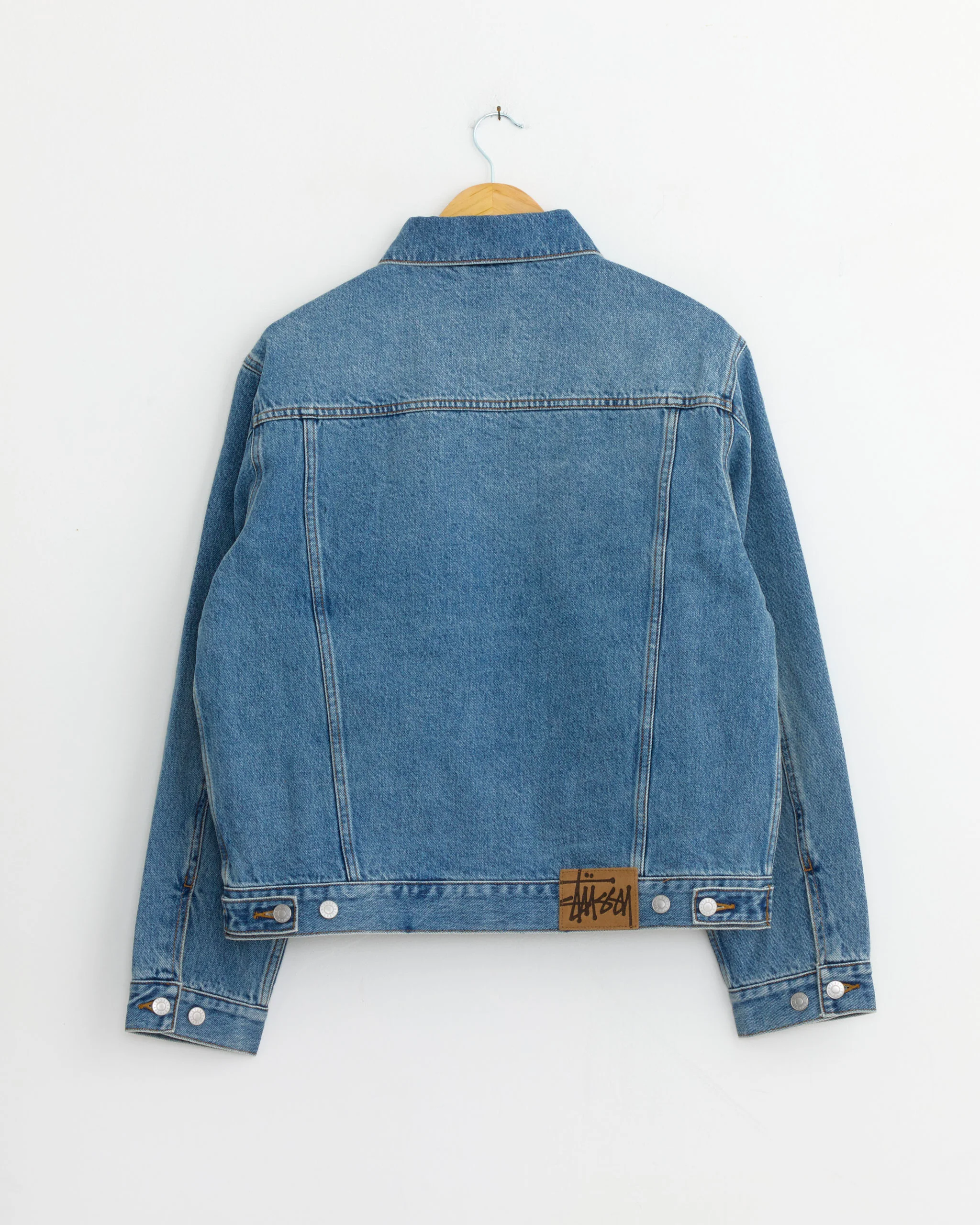 Lined Denim Trucker Jacket in Indigo Stone Wash - Image 3