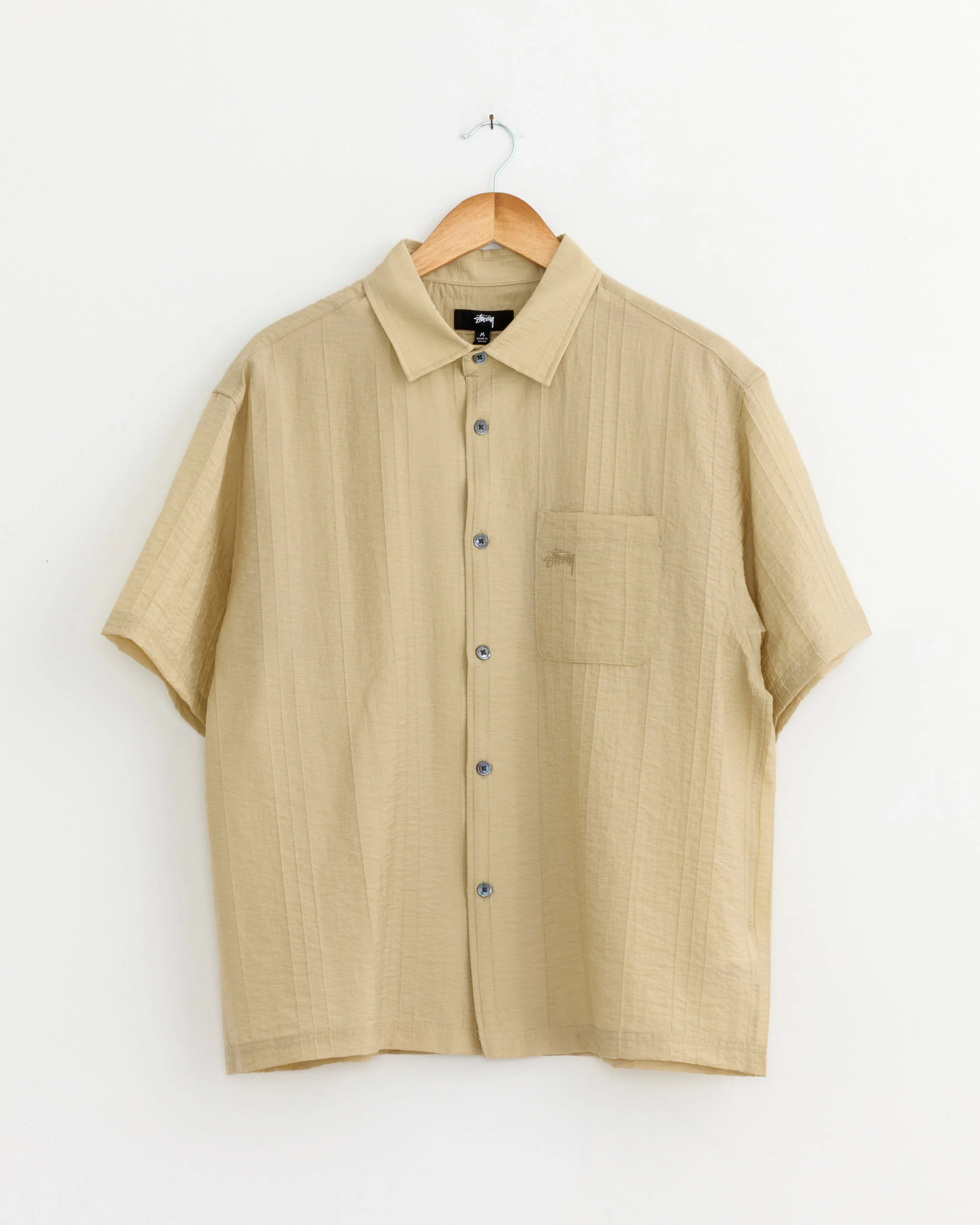 Pleated Textured Shirt in Tan