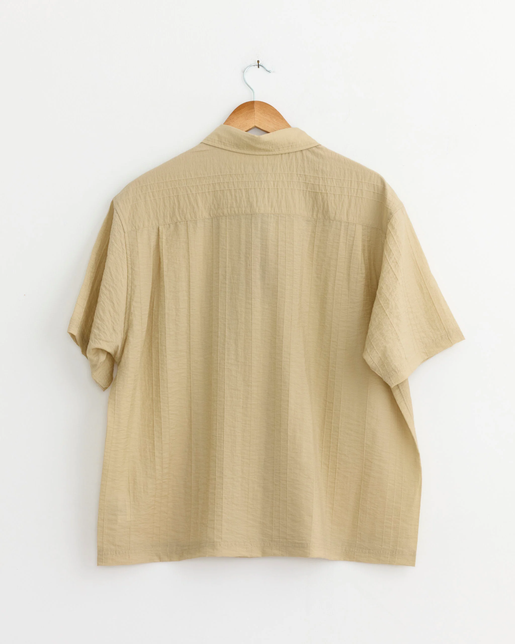 Pleated Textured Shirt in Tan - Image 3