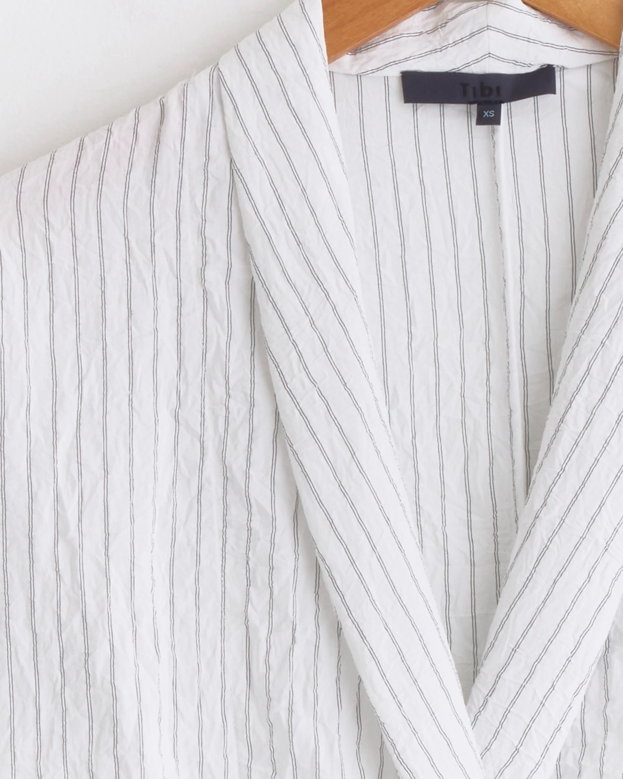 Crinkle Stripe Shawl Collar Jacket in Ivory Multi - Image 2