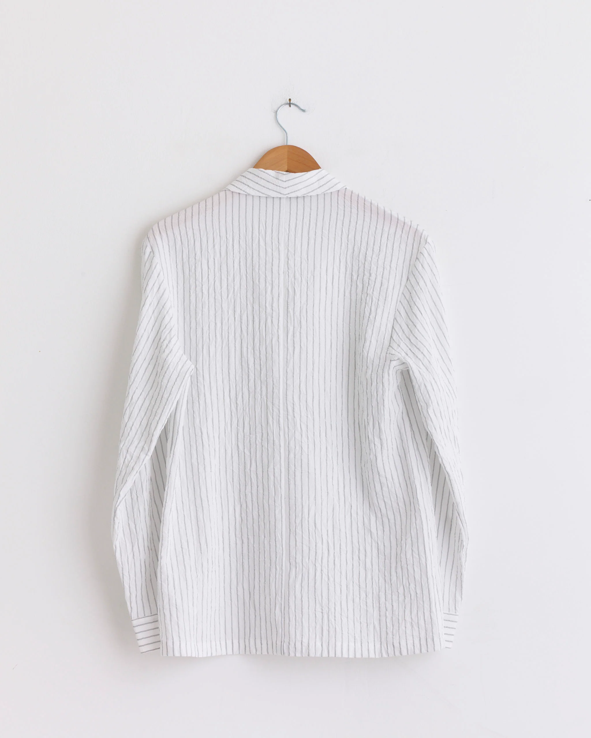 Crinkle Stripe Shawl Collar Jacket in Ivory Multi - Image 3