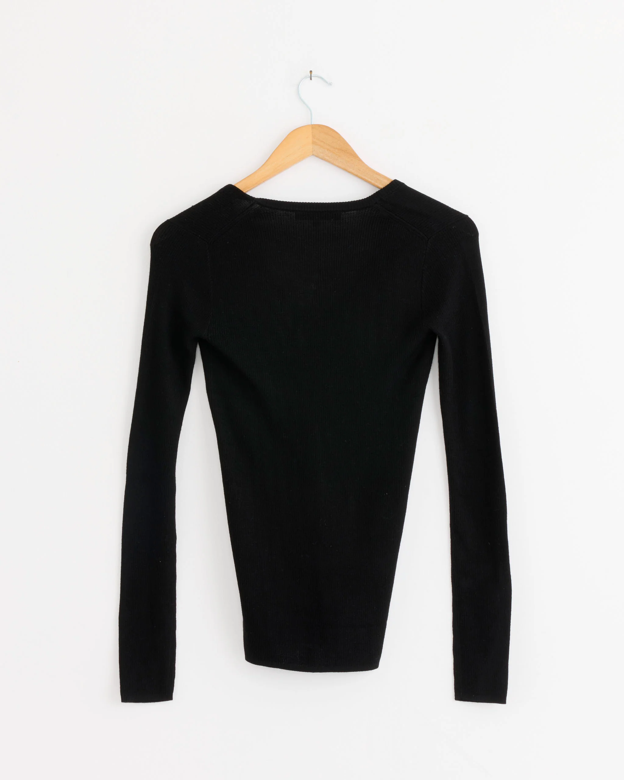 Feather Weight V Neck Sweater in Black - Image 3