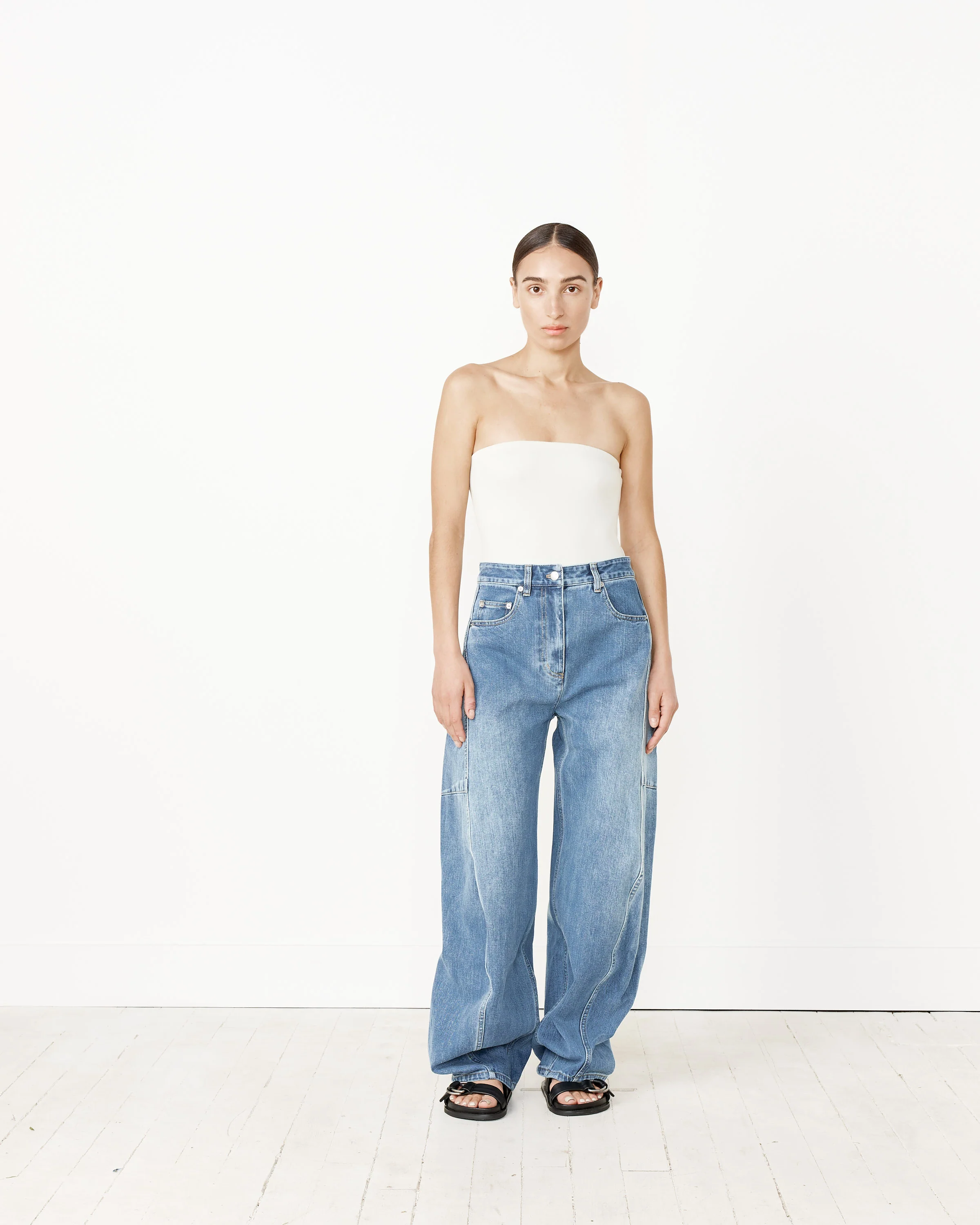 Nitro Jersey Strapless Bodysuit in Light Grey - Image 2