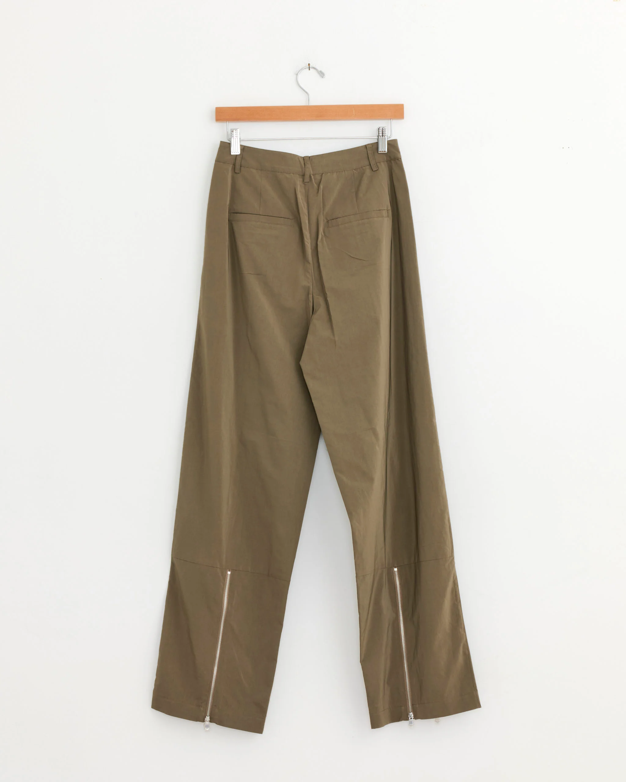 Nylon Zipper Trouser in Dark Taupe - Image 2
