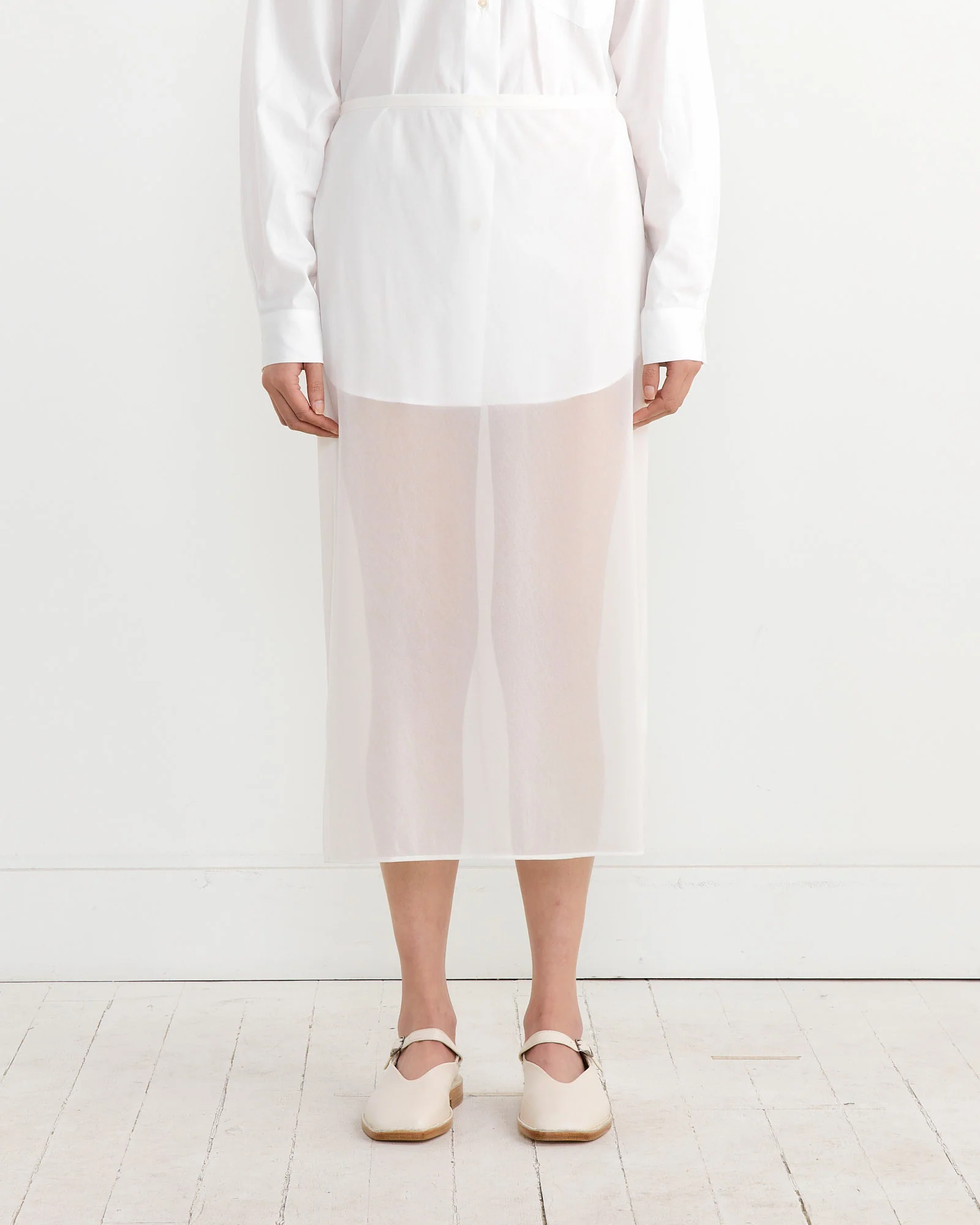 Sheer Maxi Pencil Skirt in White