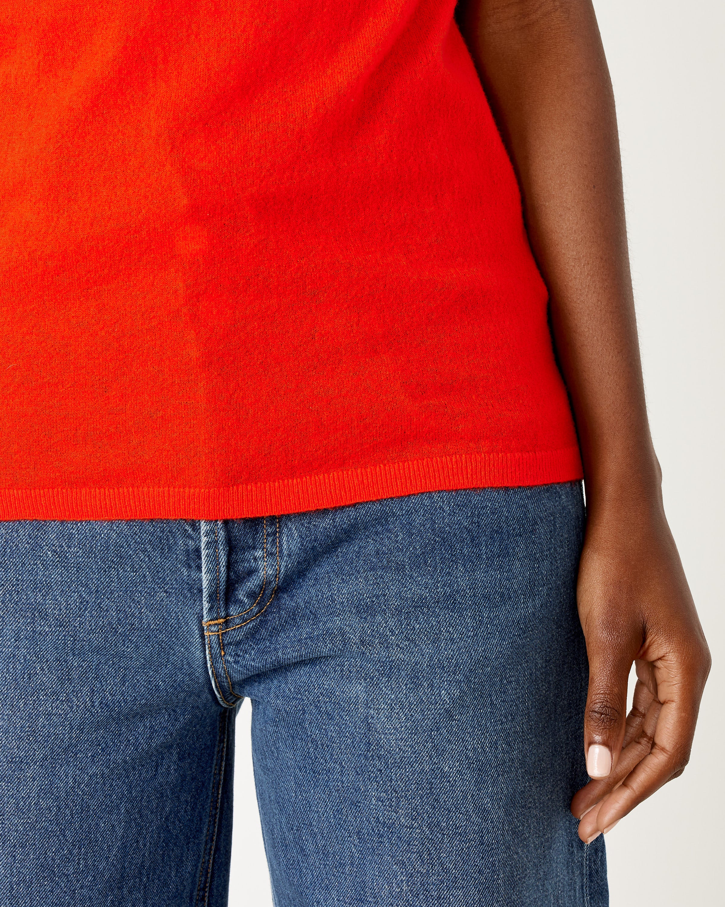 Skinlike Mercerized Wool Tube Tank in Red - Image 4