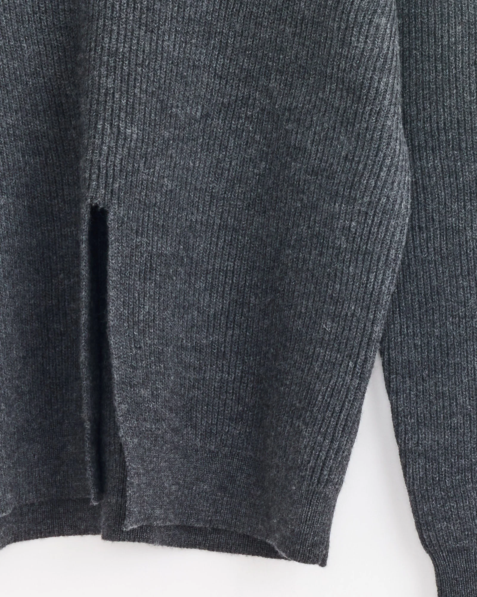 Split Front Easy Pullover in Dark Heather Grey - Image 2