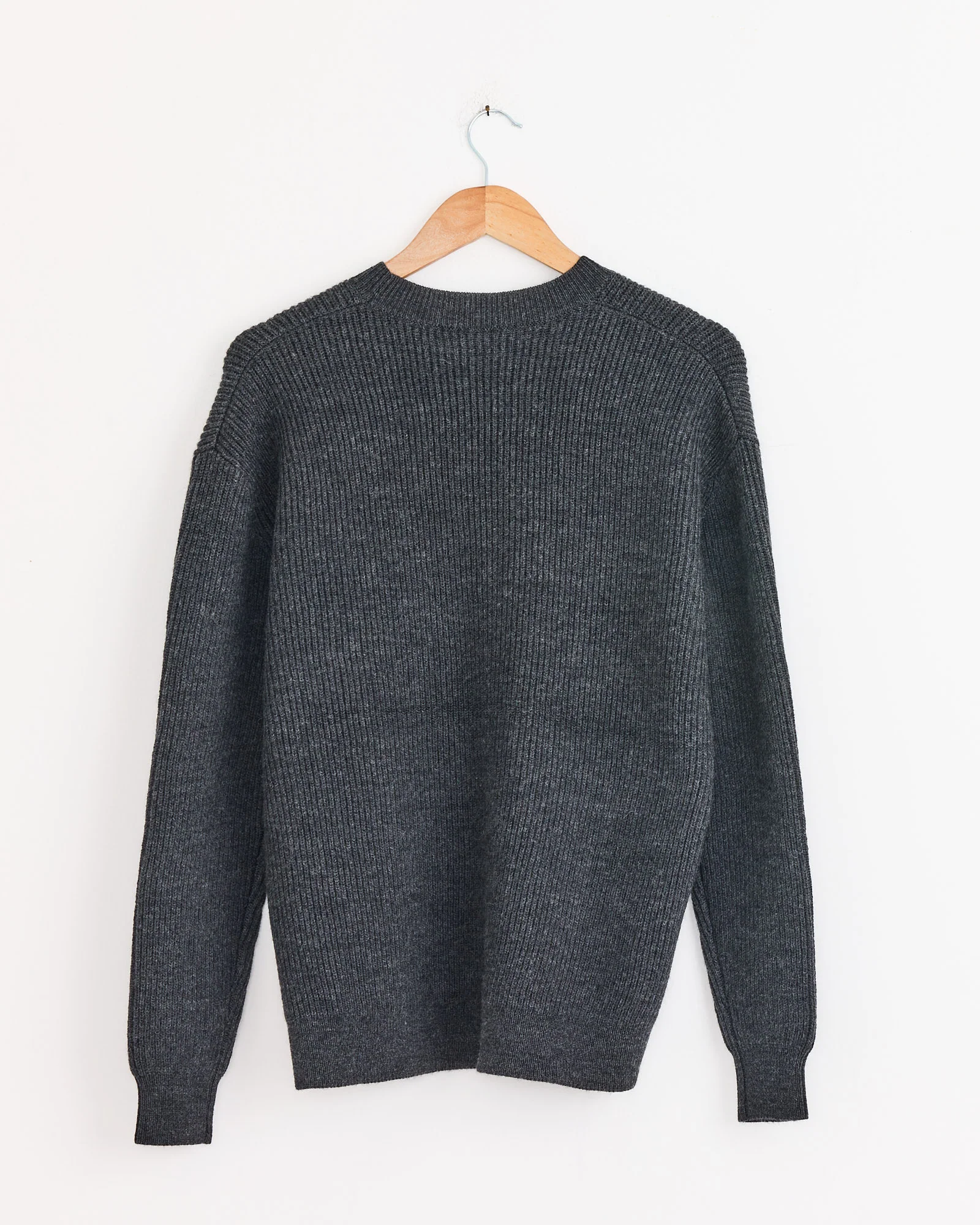 Split Front Easy Pullover in Dark Heather Grey - Image 3