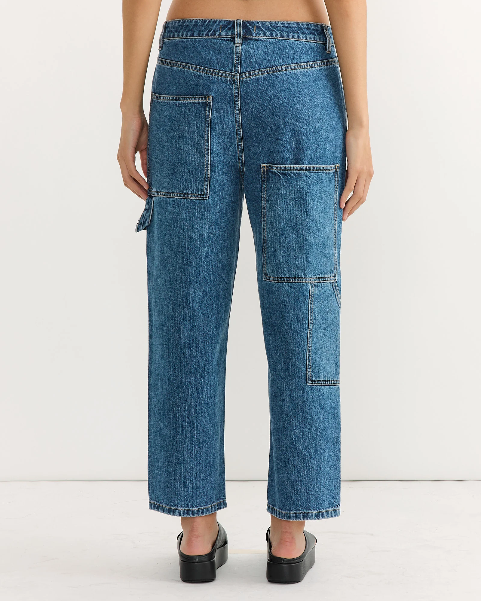 Spring Slouchy Cargo Jean in Classic Blue - Image 3