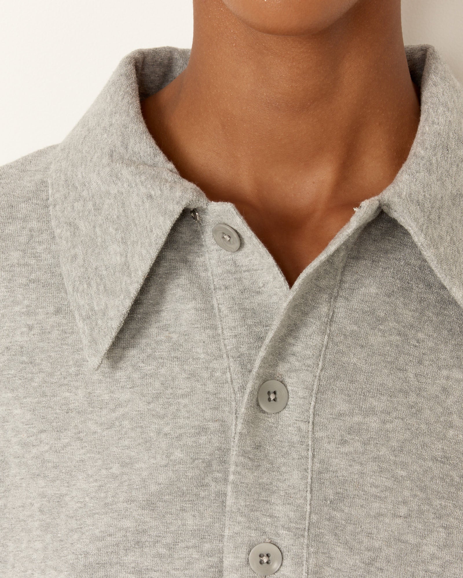 Terry Easy Polo Shirt in Heather Grey - Image 4