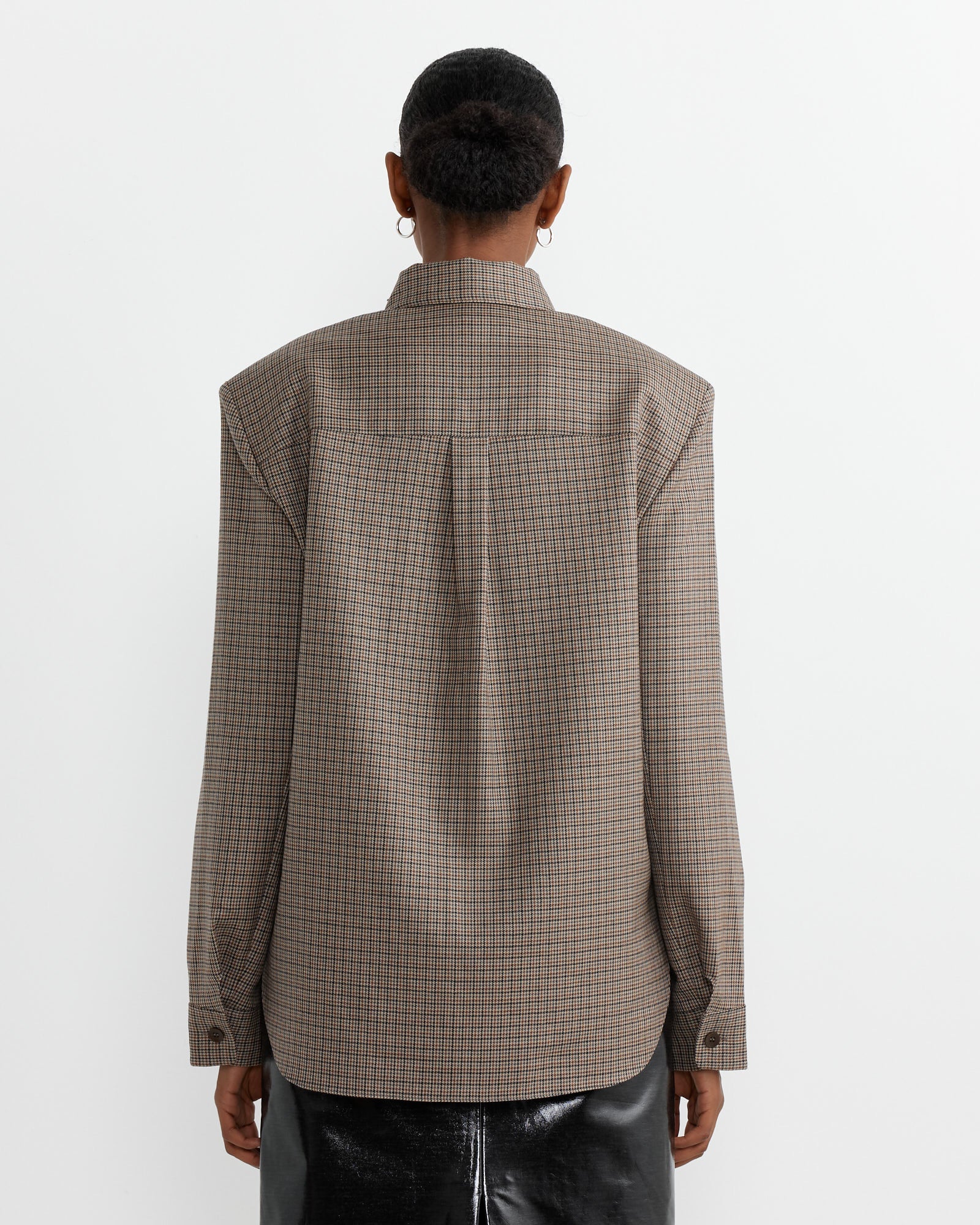 Thomas Menswear Check Detached Shirt in Tan Multi - Image 4
