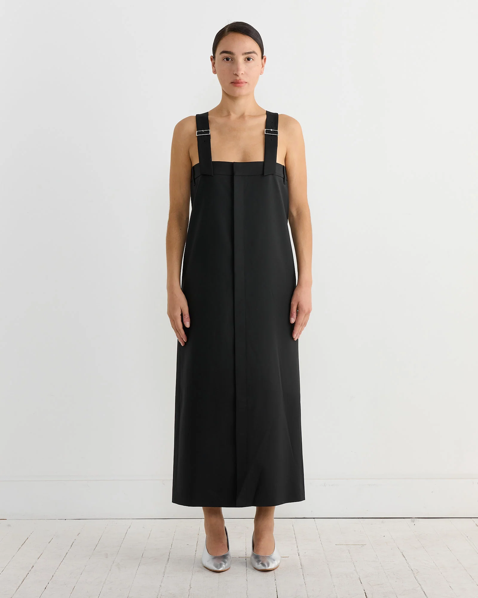 Tropical Wool Convertible Overall Skirt in Black - Image 2