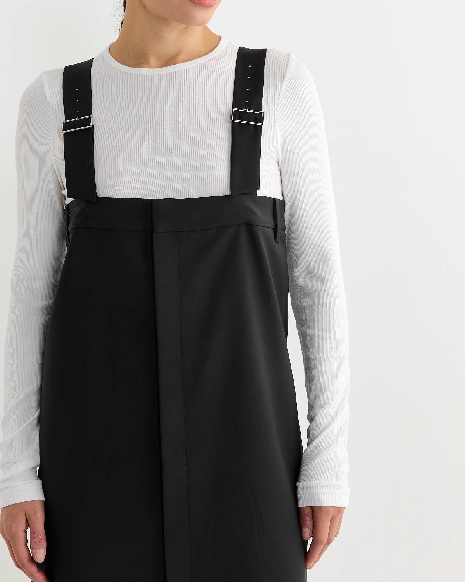 Tropical Wool Convertible Overall Skirt in Black - Image 4