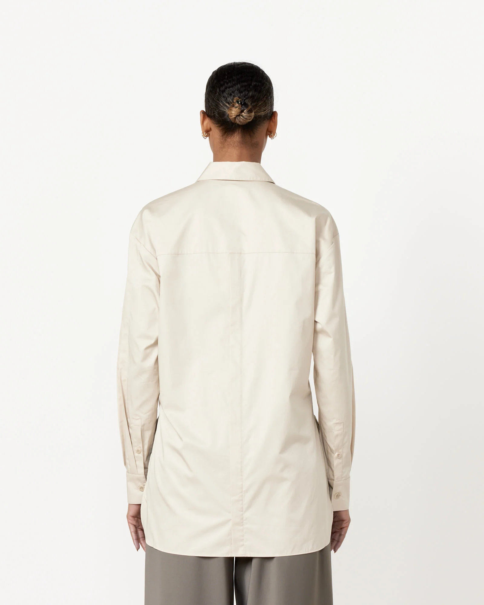 Tucked Sleeve Shirt in Light Stone - Image 6