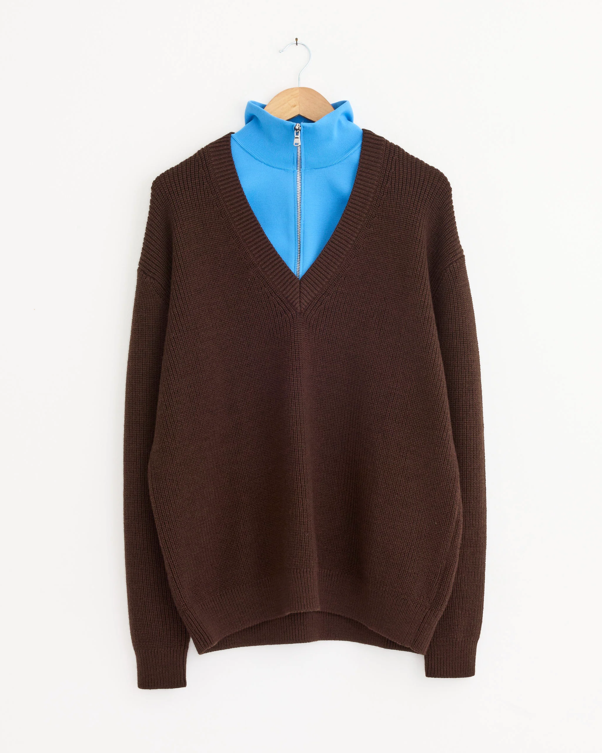 V Neck Cardigan in Brown