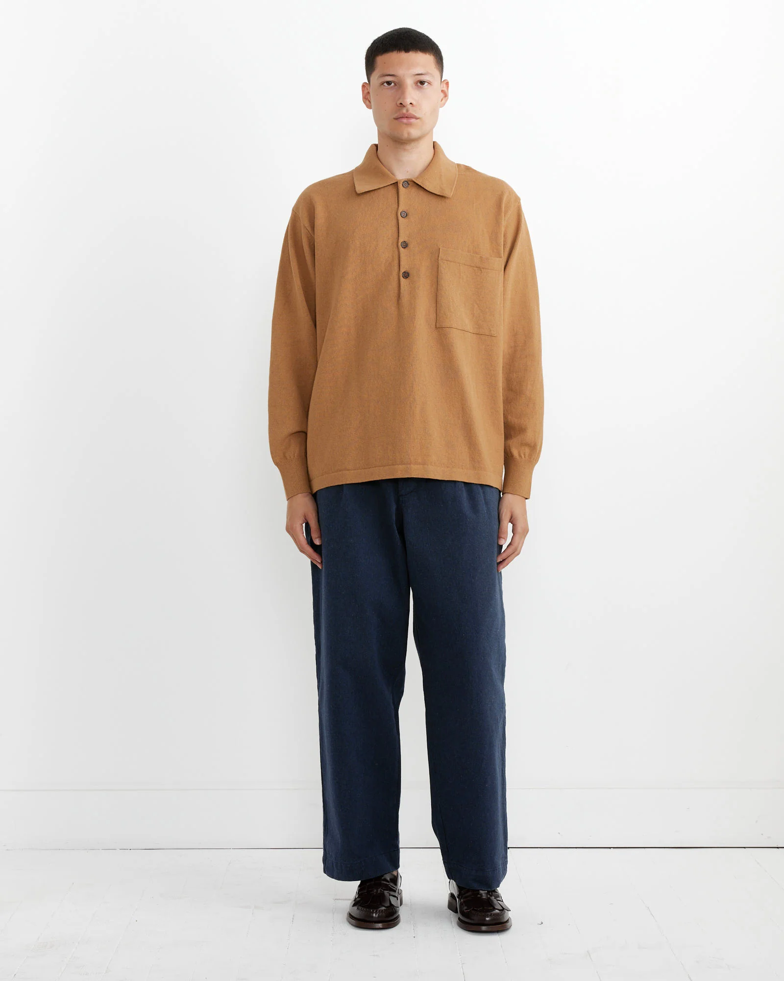 Pullover Knit Shirt in Cumin - Image 2