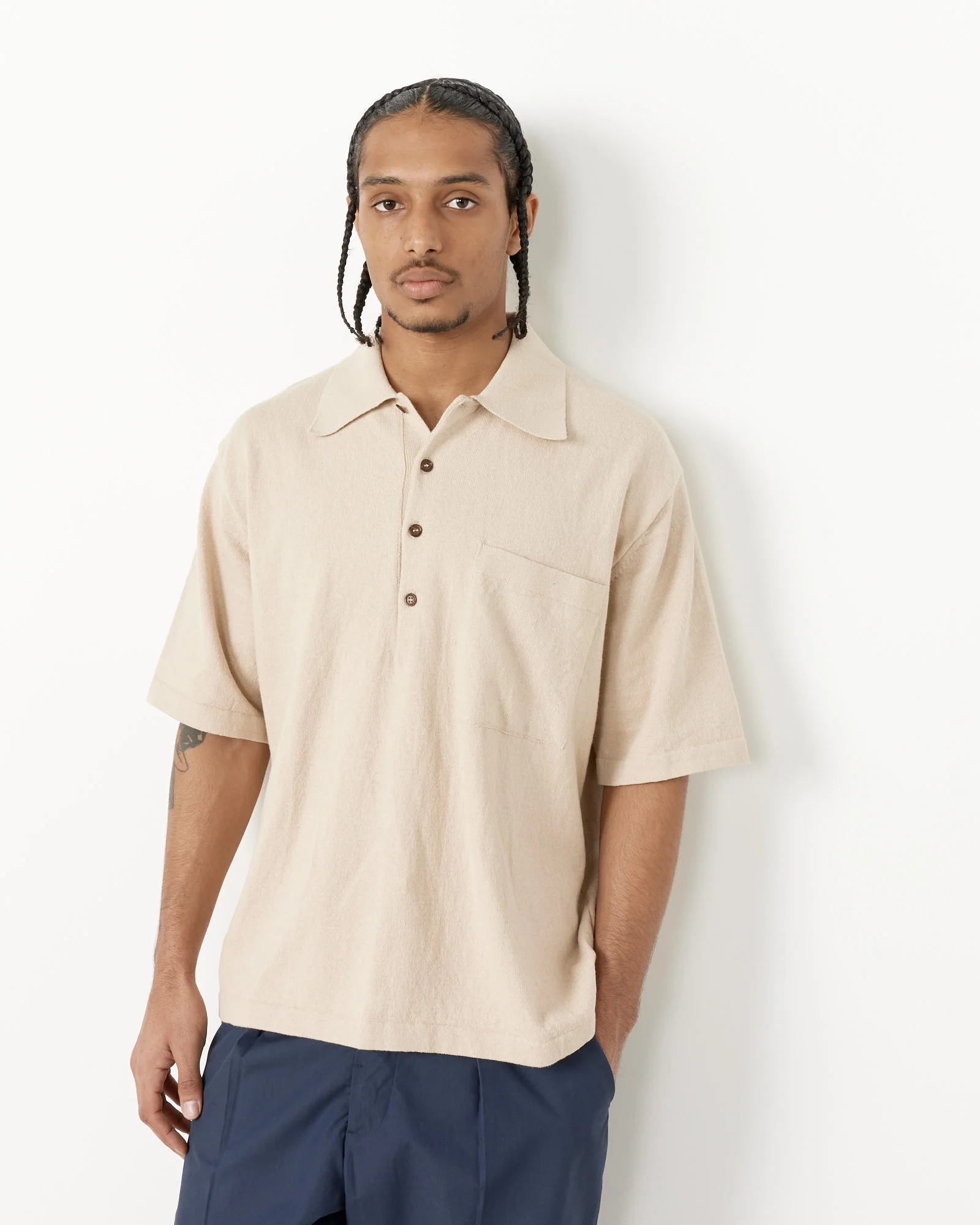 Pullover Shirt in Ecru Melange - Image 3